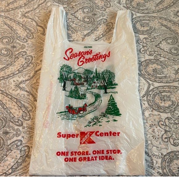 Vintage Kmart White Plastic Bag with Christmas Design - Picture 2 of 5